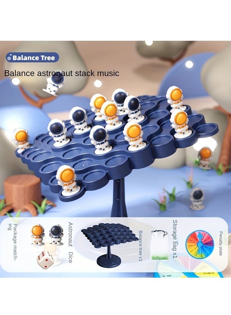 Interactive Spaceman Balance Board Tabletop Game for Kids - Educational Parent-Child Toy with Astronaut Figurines, Focus Training Brain Puzzle, Durable Jenga Style Game for Ages 3-6