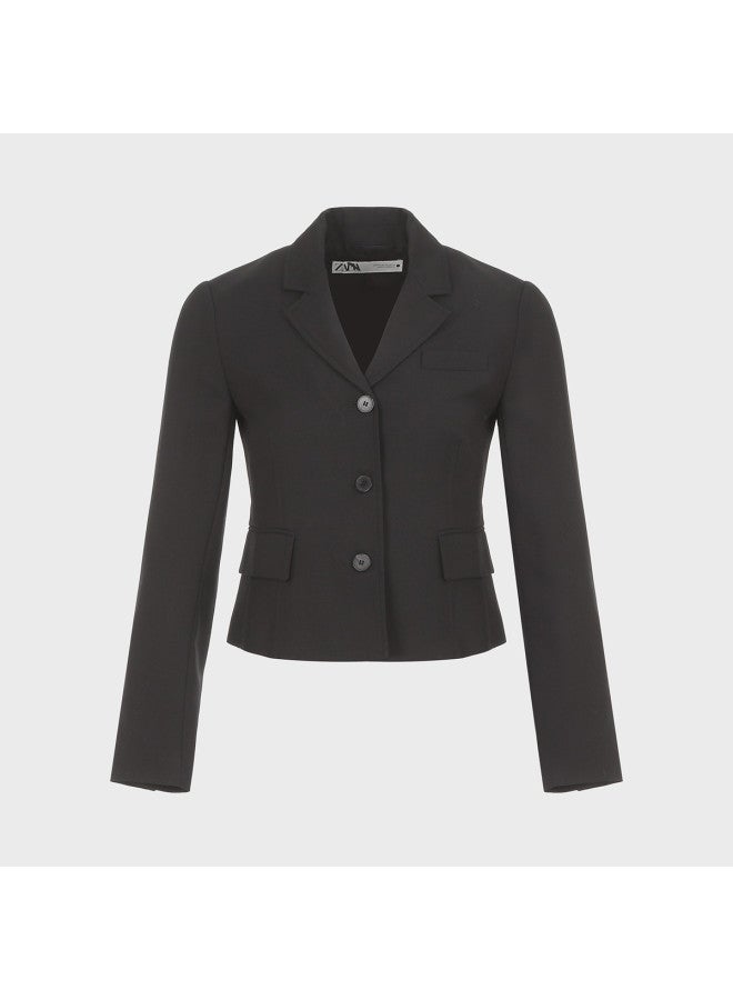 Zara women's Solid-colored High-end Textured Shoulder-fit Business Suit Jacket - Image 2