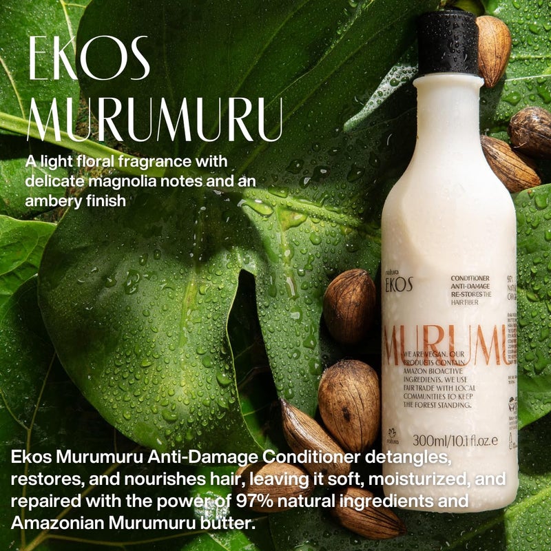 natura - Ekos Murumuru Restoring Conditioner Refill - Anti-Damage - Hair Detangler & Moisturizer - Vegan Hair Care - Brazilian Beauty Secrets - Personal & Self Care - 10.1 fl oz (300ml) - Image 3