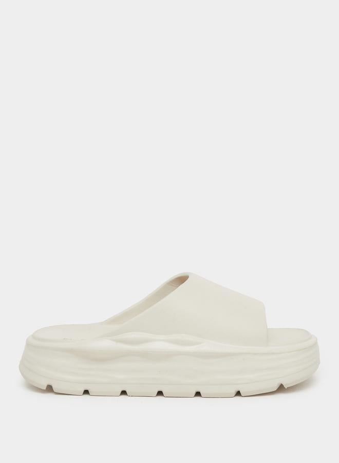 Styli Women Beige Basic Flatform Slides - Image 1