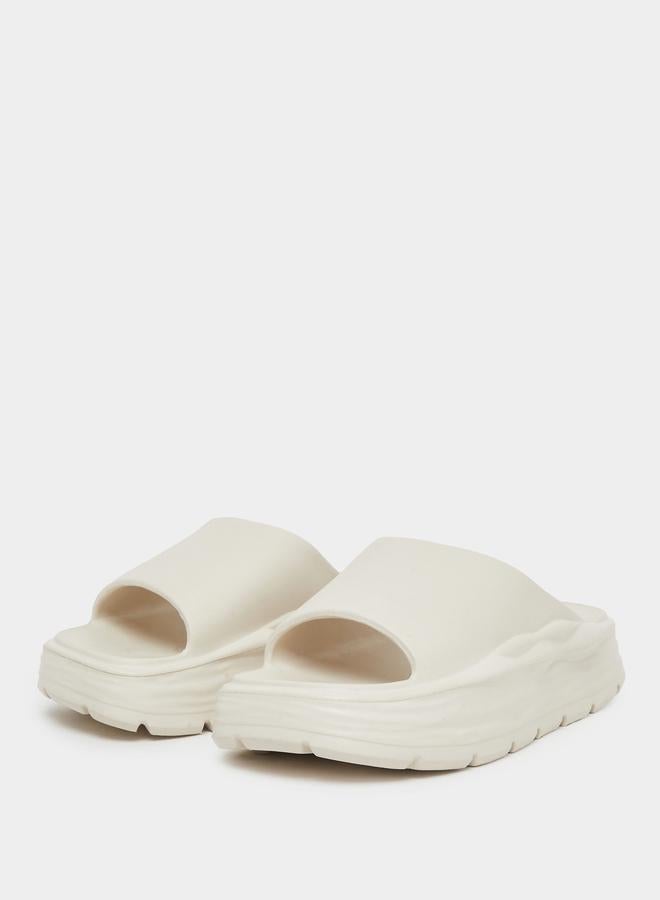 Styli Women Beige Basic Flatform Slides - Image 2