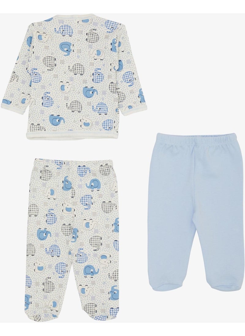 Breeze Baby Boy Hospital Release 3-Piece Cute Baby Elephant Patterned Polka Dot 0-4 Months, White  - Image 2