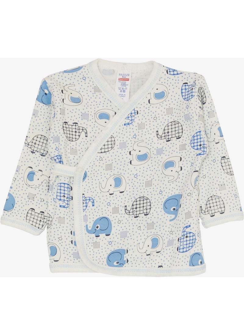 Breeze Baby Boy Hospital Release 3-Piece Cute Baby Elephant Patterned Polka Dot 0-4 Months, White  - Image 3