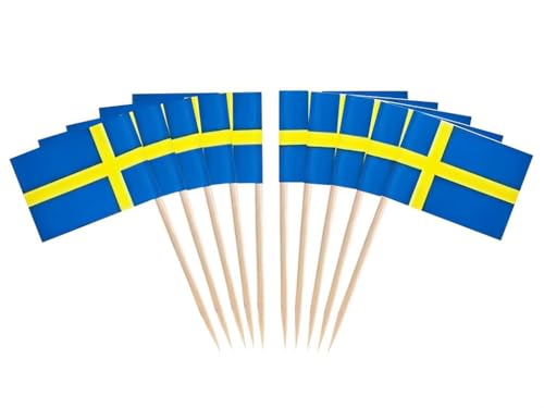 JAVD CYPS 100 Pcs Sweden Swede Toothpick Flags Mini Stick Cupcake Toppers Country Picks Party Decoration - Image 2