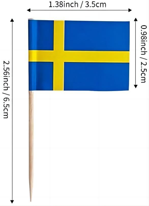 JAVD CYPS 100 Pcs Sweden Swede Toothpick Flags Mini Stick Cupcake Toppers Country Picks Party Decoration - Image 5