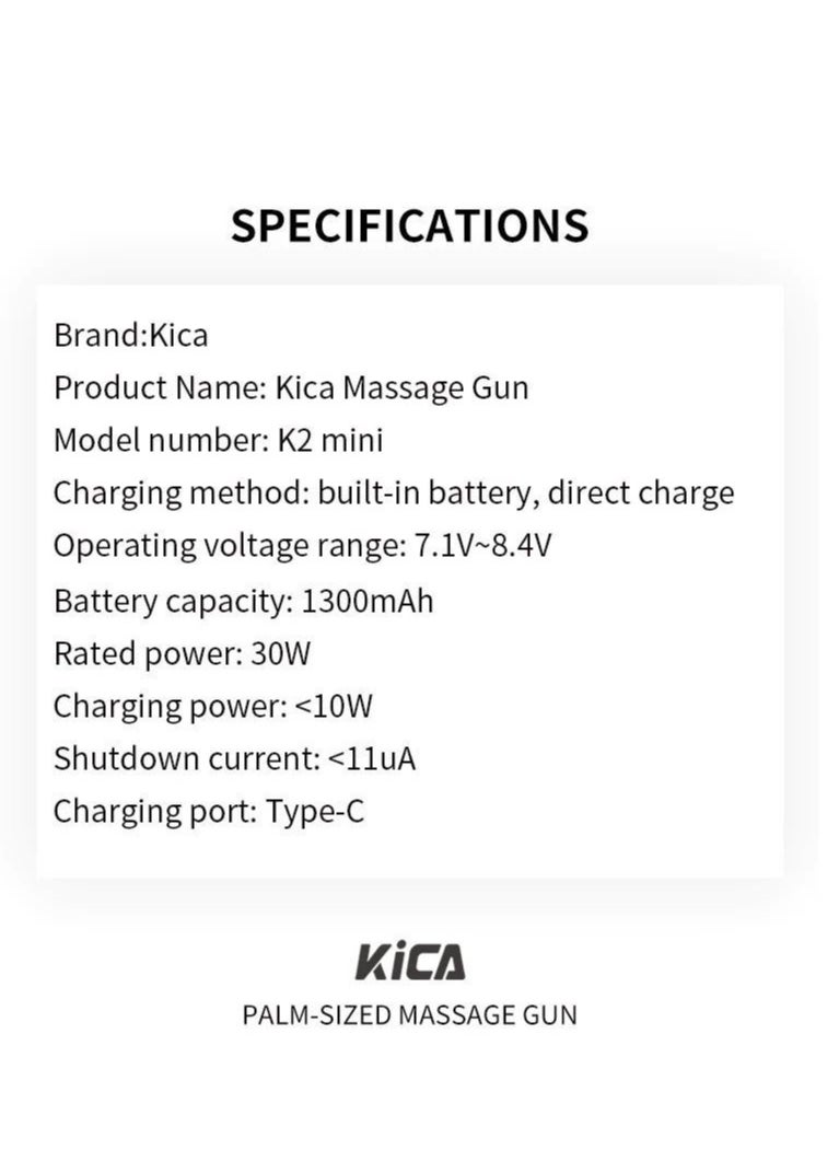 KiCA - Kica K2 Mini Massage Portable Deep Tissue Percussion Muscle Gun - Image 1