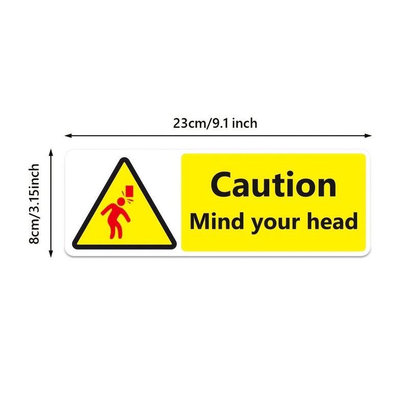 3 Pcs Caution Mind Your Head Warning Stickers For Safety Factory Office Signs - Image 2