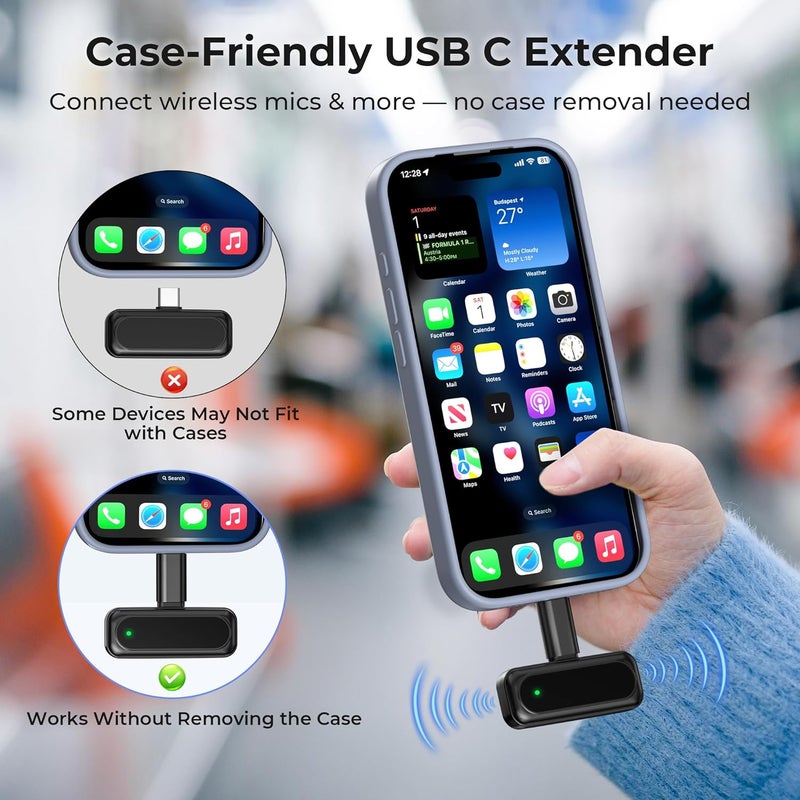 Basesailor محول موسع USB Type C 3Pack، 100W PD USBC ذكر إلى أنثى، محول تمديد، 40Gbps USB4 Thunderbolt 4 3 موصل موسع لجهاز iPhone 17 16 Pro Max، MacBook، غلاف Otterbox، Samsung S25 - Image 2