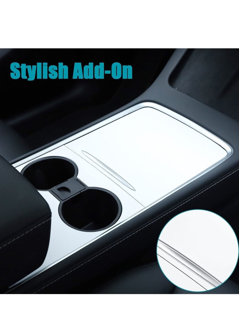 SYOSI Model Y Wood Center Console Wrap for Tesla Model 3 Model Y 2021 2022 Protective Tesla Model 3 Console Cover Kit Interior Decoration with Installation Tools White Carbon Fiber - Image 4
