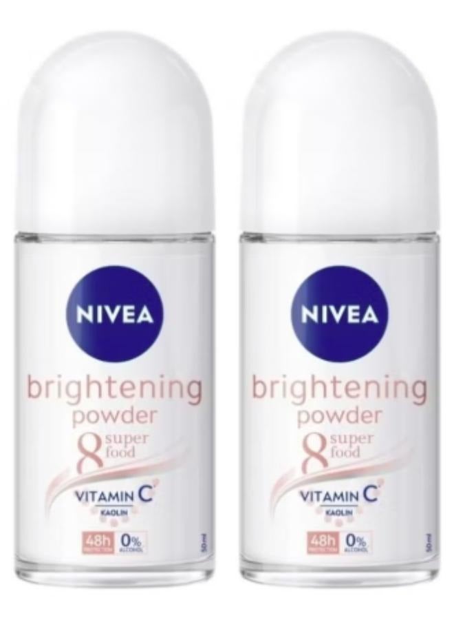 Nivea Two pieces of Nivea Lightening Powder Roll On 8 Super Food 50 ml - Image 1