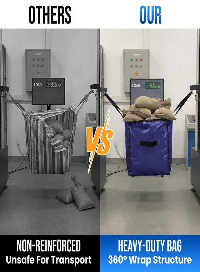 TAILI 4 Pack Dark Blue Extra Large Moving Bags, Heavy Duty Totes with Visible Window, Wrap Around Handles, Great for Storage - Image 2