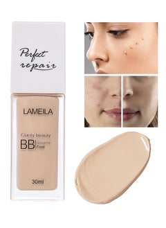 Full Coverage Liquid Foundation, Smoothing Makeup Base Concealer Foundation, Matte Wear Concealer Sun Block Cream, Minimizes Pores, Hides Wrinkles, Advanced Real Moisture Foundation