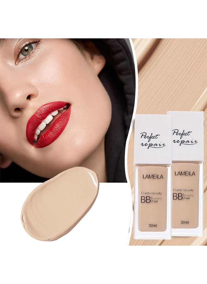 Lameila - Full Coverage Liquid Foundation, Smoothing Makeup Base Concealer Foundation, Matte Wear Concealer Sun Block Cream, Minimizes Pores, Hides Wrinkles, Advanced Real Moisture Foundation - Image 1