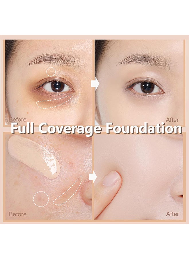 Lameila - Full Coverage Liquid Foundation, Smoothing Makeup Base Concealer Foundation, Matte Wear Concealer Sun Block Cream, Minimizes Pores, Hides Wrinkles, Advanced Real Moisture Foundation - Image 1