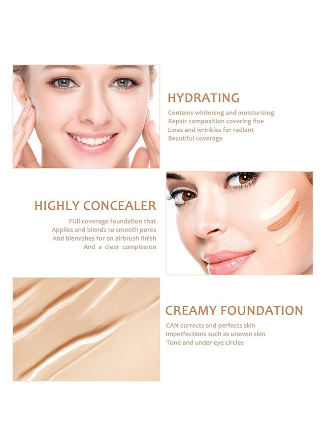 Lameila - Full Coverage Liquid Foundation, Smoothing Makeup Base Concealer Foundation, Matte Wear Concealer Sun Block Cream, Minimizes Pores, Hides Wrinkles, Advanced Real Moisture Foundation - Image 1
