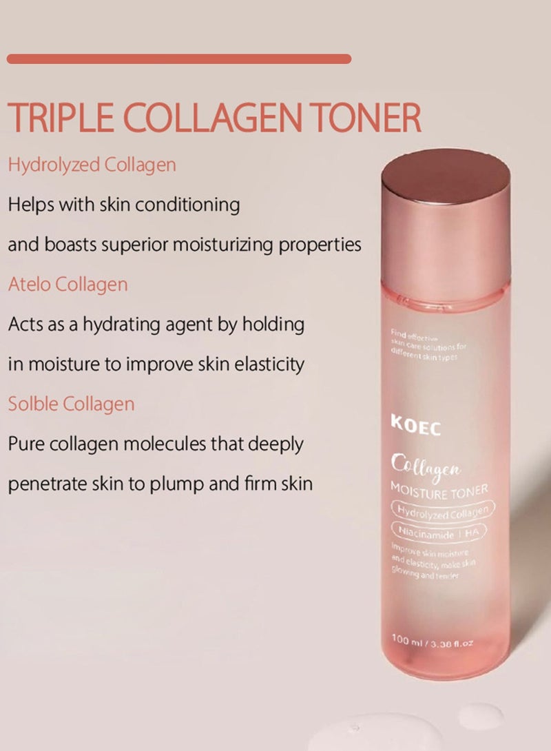 KOEC Triple Collagen Toner - Hydrolyzed, Atelo, And Soluble Collagen for Deep Hydration & Plump Skin - Fast-Absorbing Formula for All-Day Suppleness - Image 4