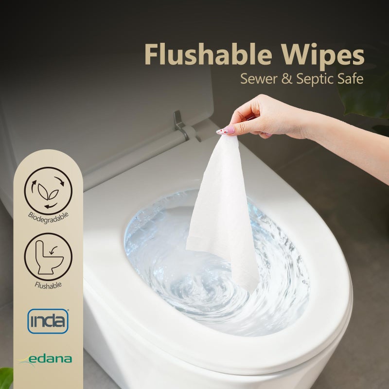 MOLLIS Flushable Feminine Wipes with Witch Hazel & Vitamin E, Unscented & Alcohol-Free, Travel Size Mini Packs, 100% Plant-Based, Sewer & Septic Safe, 6 Packs (36 Wipes Total) - Image 5