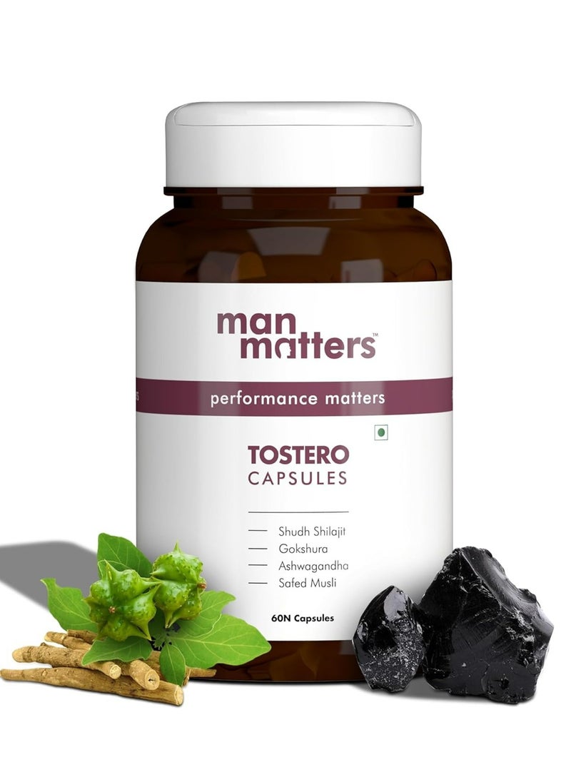 Man Matters - Man Matters Shilajit Ashwagandha, Gokshura, Safed Musli Capsules For Men | 60 Capsules | 20 Ayush-Approved Ayurvedic Herbs | Helps Maintain Overall Health - Image 1