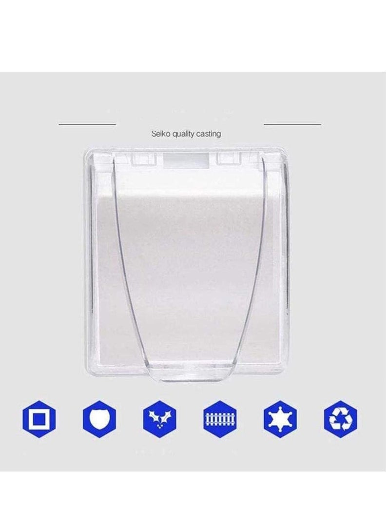 KASTWAVE Wall Switch Waterproof Cover Box, Universal Plug Socket Cover, Wall Light Panel Socket Doorbell Flip Cap Cover, Home Bathroom Kitchen Accessory Plastic Clear 2 Pcs  - Image 3