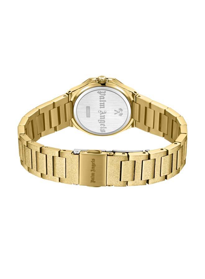Palm Angels Aura Gold Dial Gold Stainless Steel Bracelet Analog Watch for Women, 28mm - Image 3