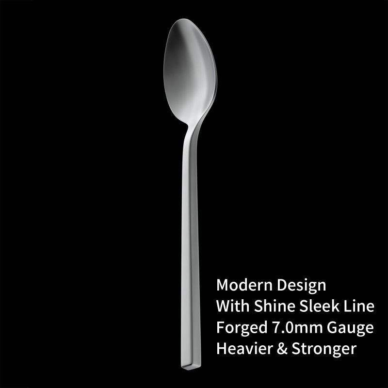 Alata Cube 20-Piece Forged Silverware Set Stainless Steel Flatware Set,Service for 4,Matte Satin Polished Cutlery Set,Dishwasher Safe - Image 2