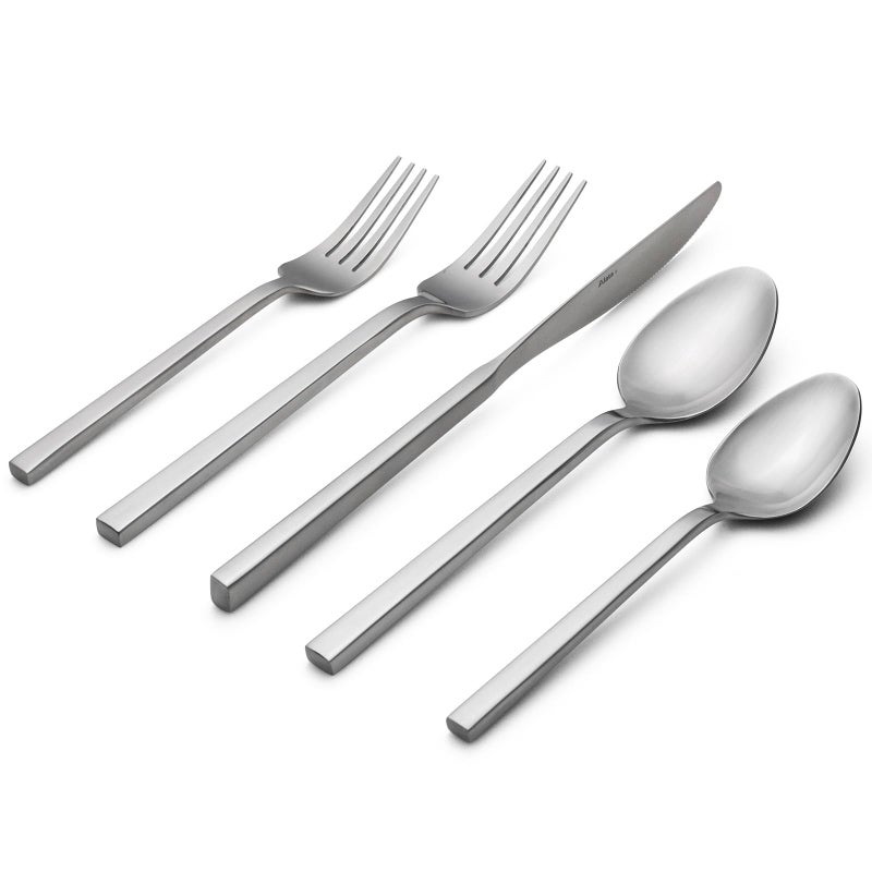 Alata Cube 20-Piece Forged Silverware Set Stainless Steel Flatware Set,Service for 4,Matte Satin Polished Cutlery Set,Dishwasher Safe - Image 1