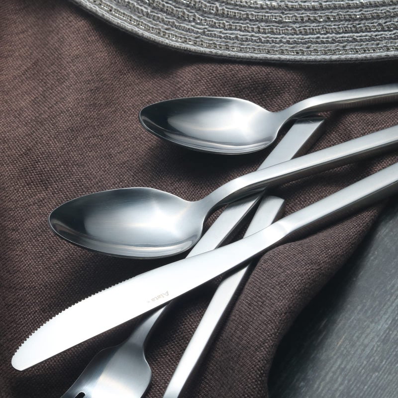 Alata Cube 20-Piece Forged Silverware Set Stainless Steel Flatware Set,Service for 4,Matte Satin Polished Cutlery Set,Dishwasher Safe - Image 3