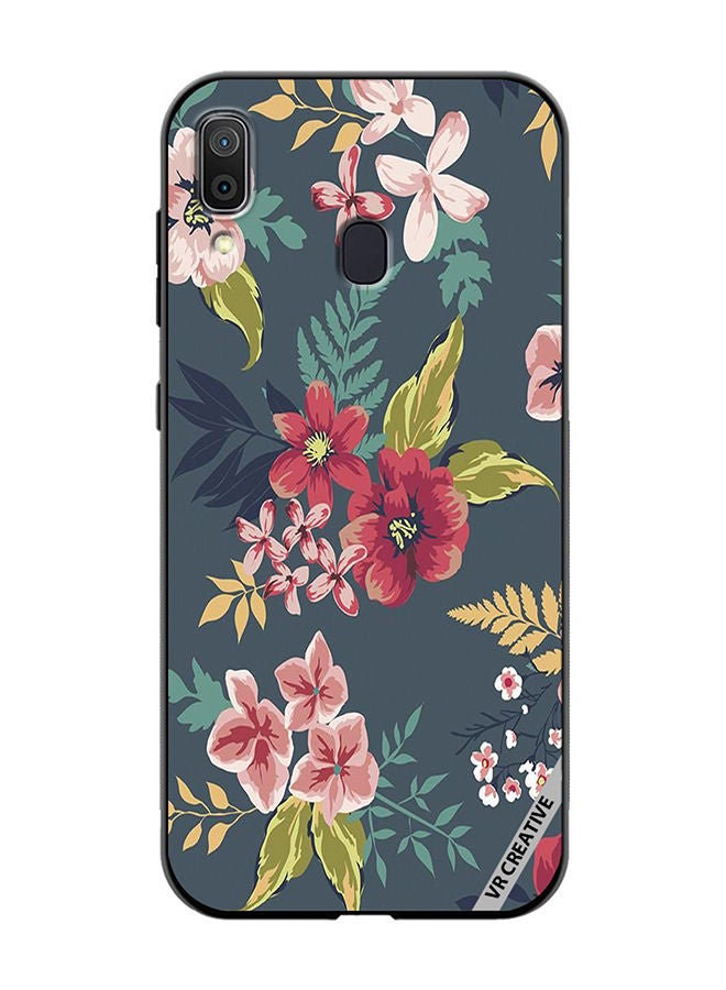 VR CREATIVE Protective Case Cover For Samsung Galaxy A30 Gray Flower Design Multicolour - Image 1