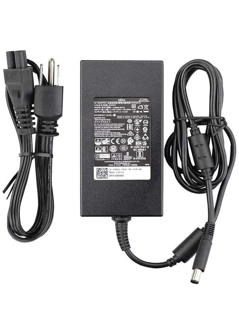 Generic - 180W Laptop Charger for Dell Alienware: Power Supply Cord 15 R1 R2 Precision 17 7000 7510 7710 OptiPlex 3011 AIO M4600 M4700 M4800 74X5J JVF3V DA180PM111 USB Black - Image 1