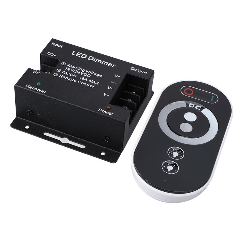 مفتاح تنظيم الإضاءة (Dimmer Switch) DC 12 فولت-24 فولت 18 أمبير PWM لشرائط إضاءة LED بتحكم عن بعد RF لضبط سطوع الإضاءة - Image 3