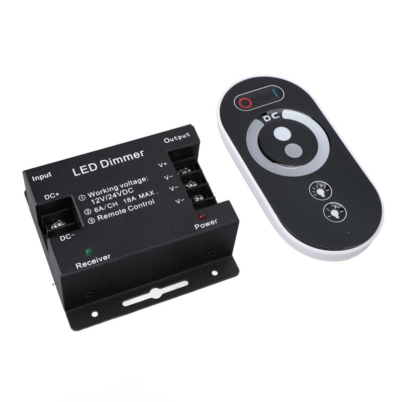 مفتاح تنظيم الإضاءة (Dimmer Switch) DC 12 فولت-24 فولت 18 أمبير PWM لشرائط إضاءة LED بتحكم عن بعد RF لضبط سطوع الإضاءة - Image 5