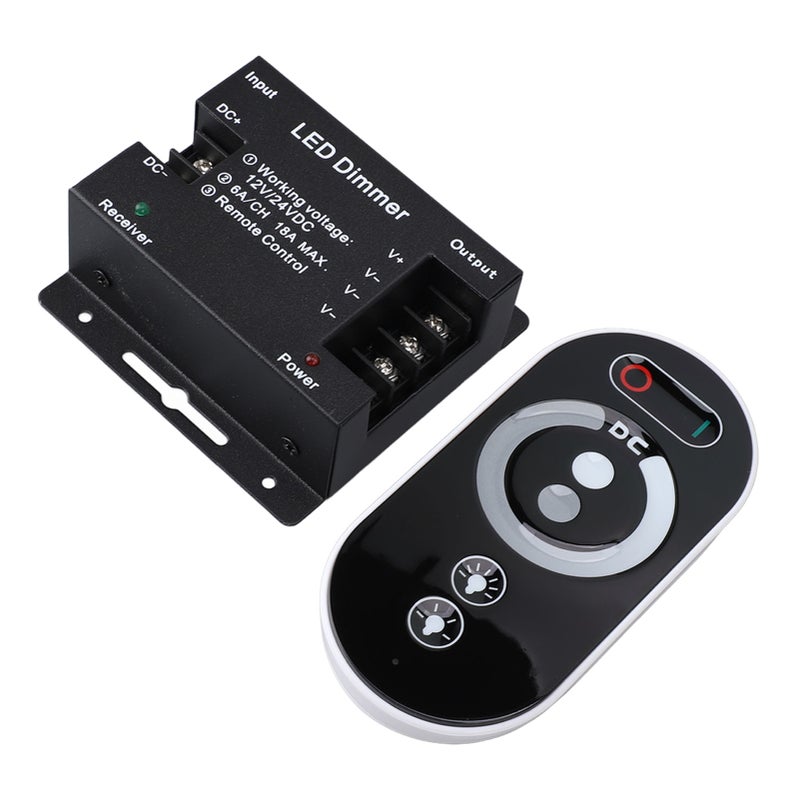 مفتاح تنظيم الإضاءة (Dimmer Switch) DC 12 فولت-24 فولت 18 أمبير PWM لشرائط إضاءة LED بتحكم عن بعد RF لضبط سطوع الإضاءة - Image 2