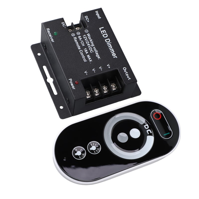 مفتاح تنظيم الإضاءة (Dimmer Switch) DC 12 فولت-24 فولت 18 أمبير PWM لشرائط إضاءة LED بتحكم عن بعد RF لضبط سطوع الإضاءة - Image 1