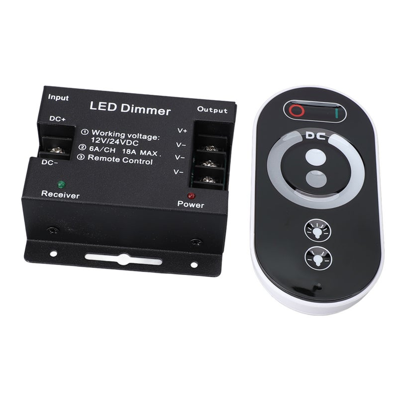 مفتاح تنظيم الإضاءة (Dimmer Switch) DC 12 فولت-24 فولت 18 أمبير PWM لشرائط إضاءة LED بتحكم عن بعد RF لضبط سطوع الإضاءة - Image 4
