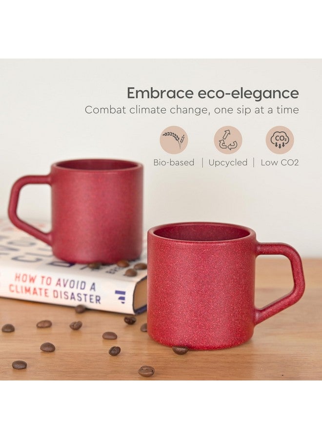 Eha Earth-Friendly Comfy Coffee Cup Set of 4 | 200 ml | Made with Rice Husk & Bamboo Fibers | Microwave Safe | for Hot & Cold Coffee Mug, Tea & Milk | Natural Matte Finish | Coral - Image 3