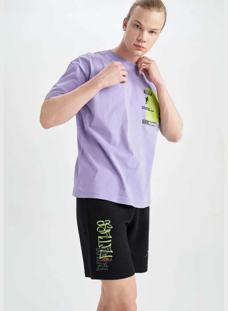 DeFacto Regular Fit Tie Waist Printed Mini Short