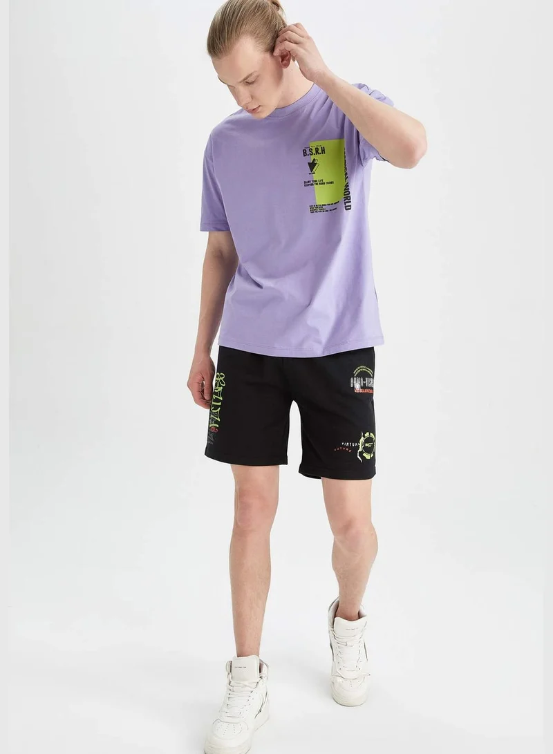DeFacto Regular Fit Tie Waist Printed Mini Short