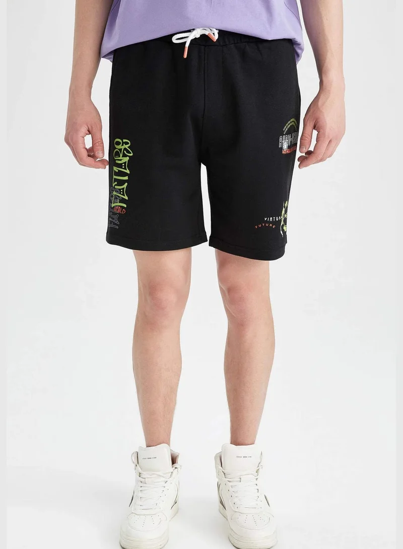 DeFacto Regular Fit Tie Waist Printed Mini Short