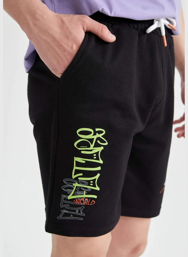 DeFacto Regular Fit Tie Waist Printed Mini Short