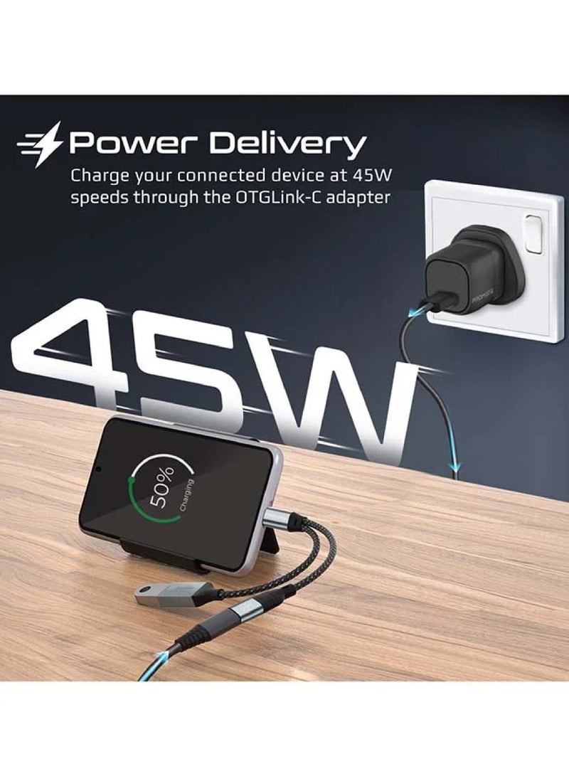 Rock Pow 45W USB-C OTG Media Adapter 16CM Black - Image 5