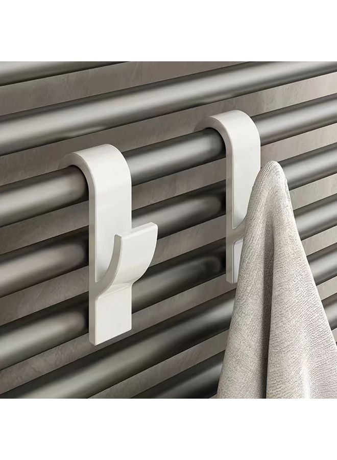 قطعتان من خطافات الحائط البيضاء توفير المساحة رف المناشف للمطبخ وحمام التخزين - Image 2