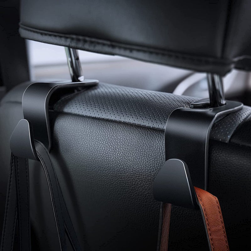 Radiant Car Backseat Headrest Hook, 4 Pcs Plastic Hanging Storage Holder, Car Organiser, Space Saving, Suitable for All Cars, Black - Image 4