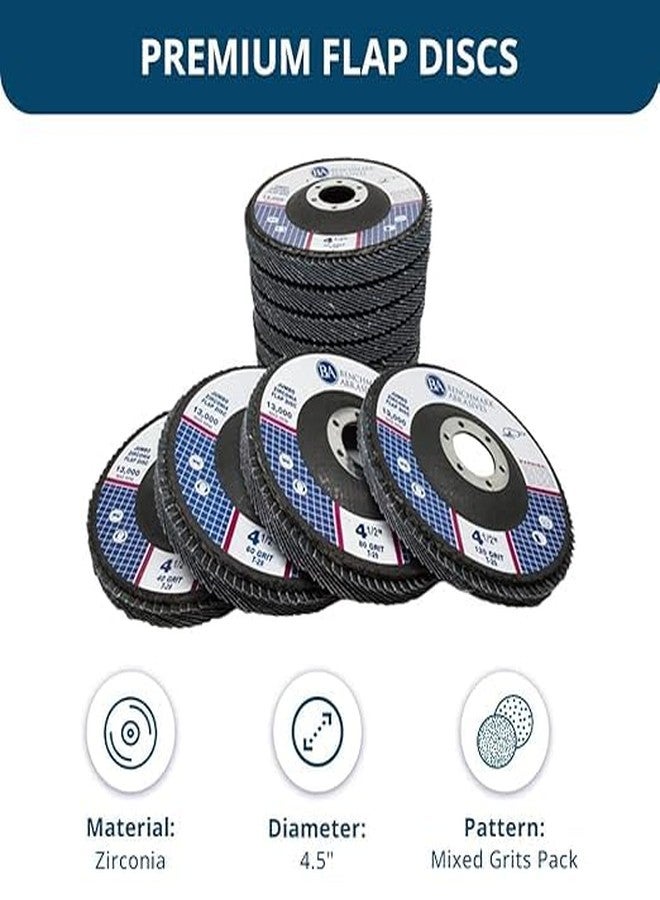 كاشطة القياس أقراص Benchmark Abrasives عالية الكثافة من الزركونيا العملاقة عالية الجودة مقاس 4.5 بوصة × 7/8 بوصة، من النوع 29، مقاس 4 1/2 بوصة لصنفرة الزوايا، وأقراص الصنفرة، والتشطيب - عجلات الصنفرة مقاس 4 1/2 بوصة - (عبوة من 10 قطع) عبوة من حبيبات مختلطة - Image 5