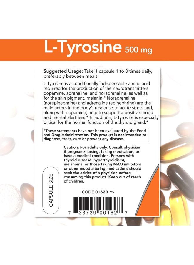 Now Foods L-Tyrosine Dietary Supplement - 120 Capsules - Image 3