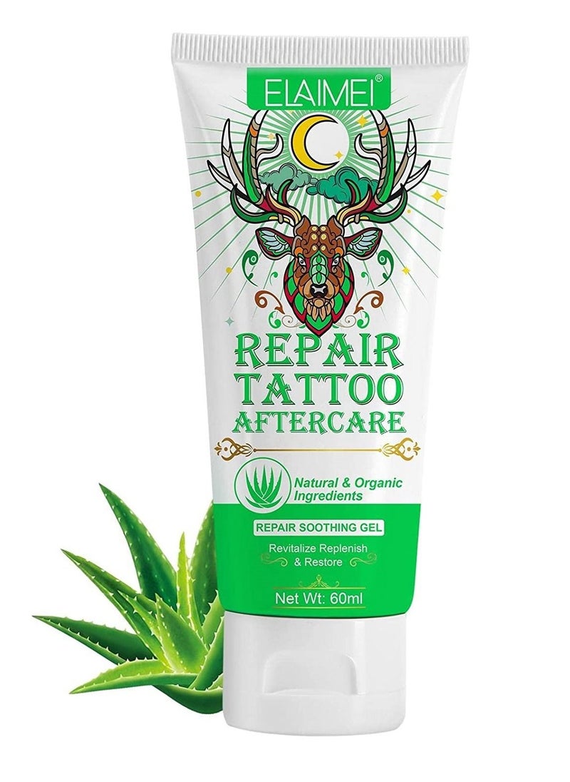 Elaimei - Tattoo Repair Aftercare Gel 60ml Tattoo Cream Aftercare Moisturizer Tattoo Healing Gel Tattoo Lotion Color Enhancement & Brightener Tattoo Cream Care Refresh Old Tattoos Unisex - Image 1