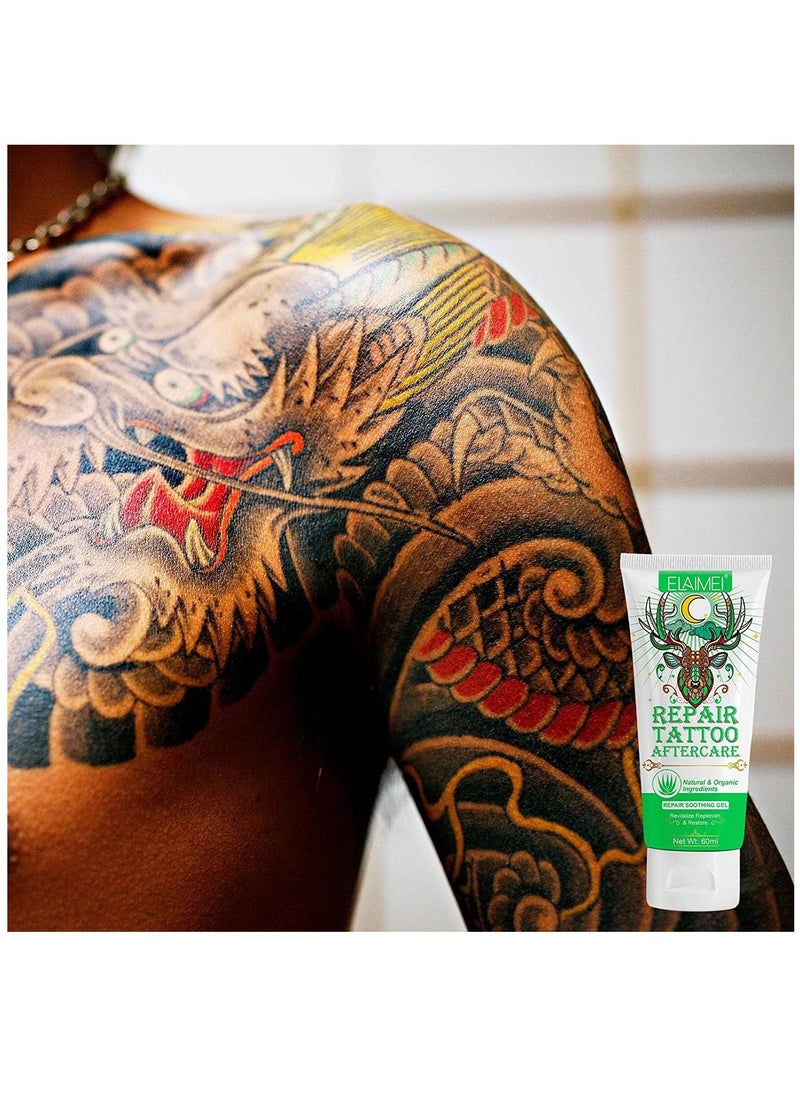 Elaimei - Tattoo Repair Aftercare Gel 60ml Tattoo Cream Aftercare Moisturizer Tattoo Healing Gel Tattoo Lotion Color Enhancement & Brightener Tattoo Cream Care Refresh Old Tattoos Unisex - Image 1