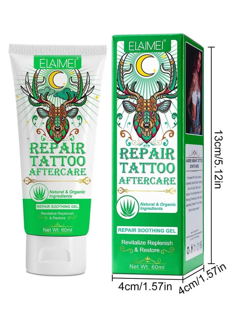 Elaimei - Tattoo Repair Aftercare Gel 60ml Tattoo Cream Aftercare Moisturizer Tattoo Healing Gel Tattoo Lotion Color Enhancement & Brightener Tattoo Cream Care Refresh Old Tattoos Unisex - Image 1