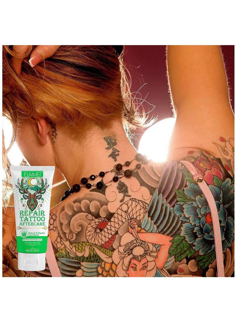 Elaimei - Tattoo Repair Aftercare Gel 60ml Tattoo Cream Aftercare Moisturizer Tattoo Healing Gel Tattoo Lotion Color Enhancement & Brightener Tattoo Cream Care Refresh Old Tattoos Unisex - Image 1