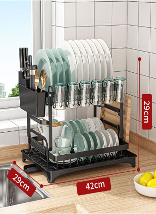 NKX - 2-Tier Dish Drying Rack With Drain Board - Image 1