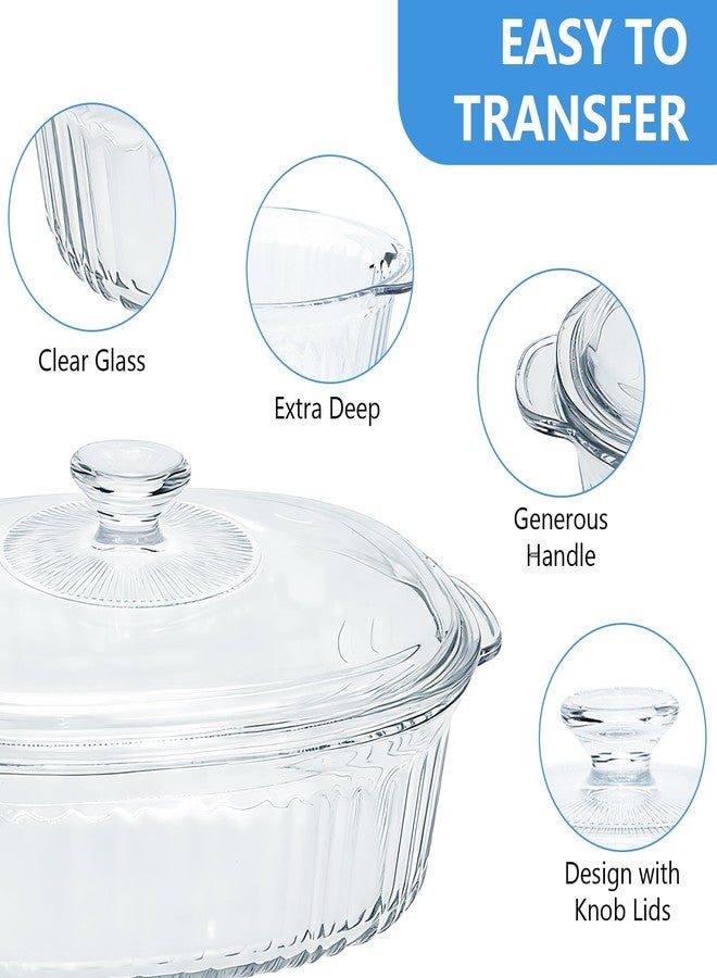 M-Aimee 2 Pack Glass Casserole Baking Dishes with Lids for Oven,1.9 Qt and 3 Qt Ribbed Oval Glass Serving Dishes Bakeware Set for Lasagna,Casseroles,Leftovers,Cooking,Kitchen - Image 3